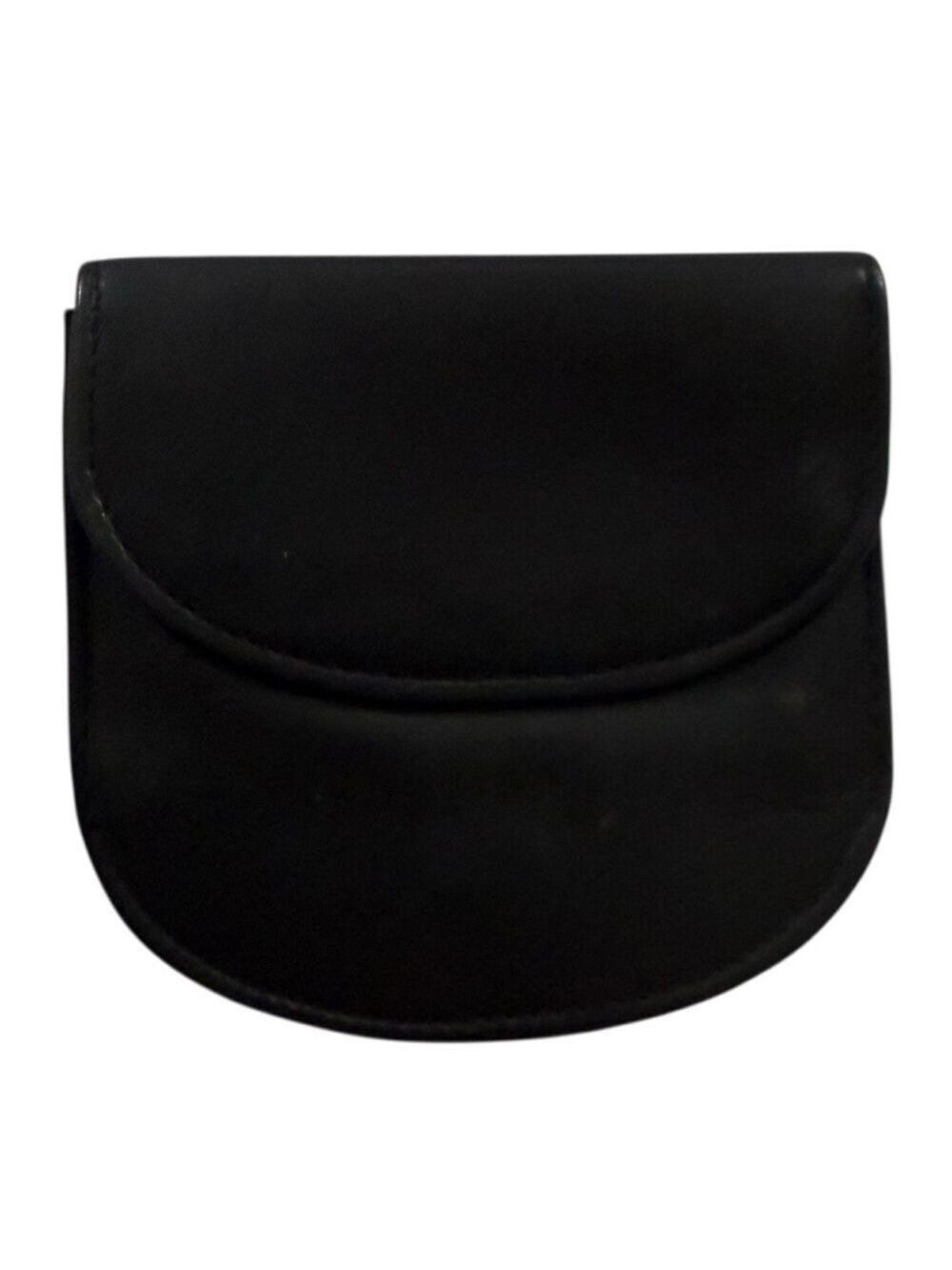 Lisa Loren Black Leather Coin Purse Wallet | Compact Snap Mini